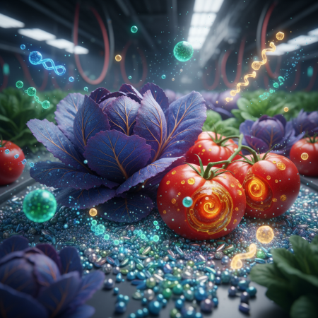 Weltraum-Superfood mit sichtbaren Nährstoff-Molekülen